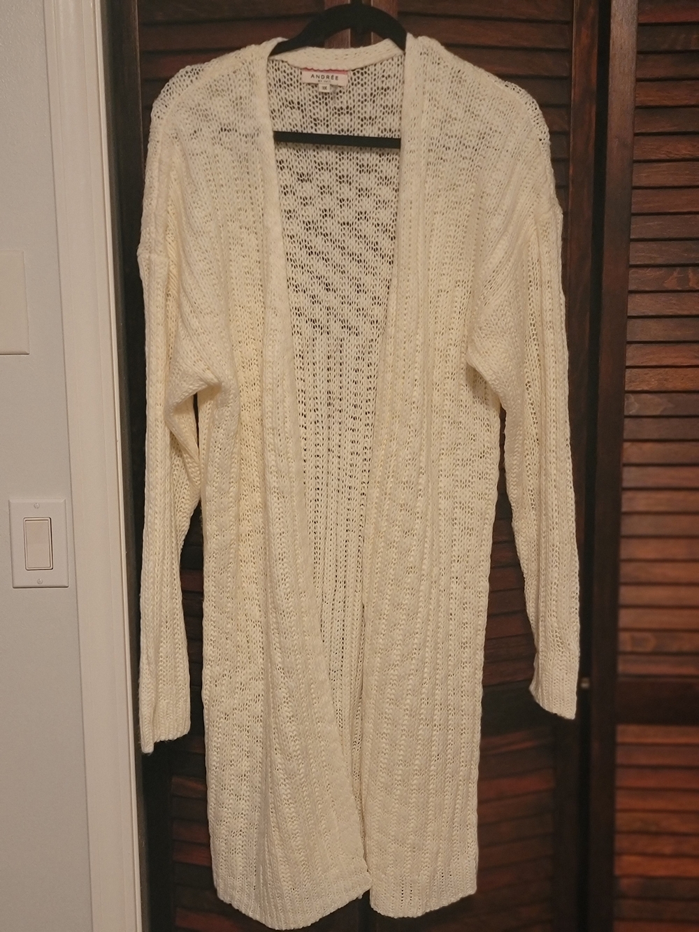 Andree Ivory Open-Front Knit Cardigan
